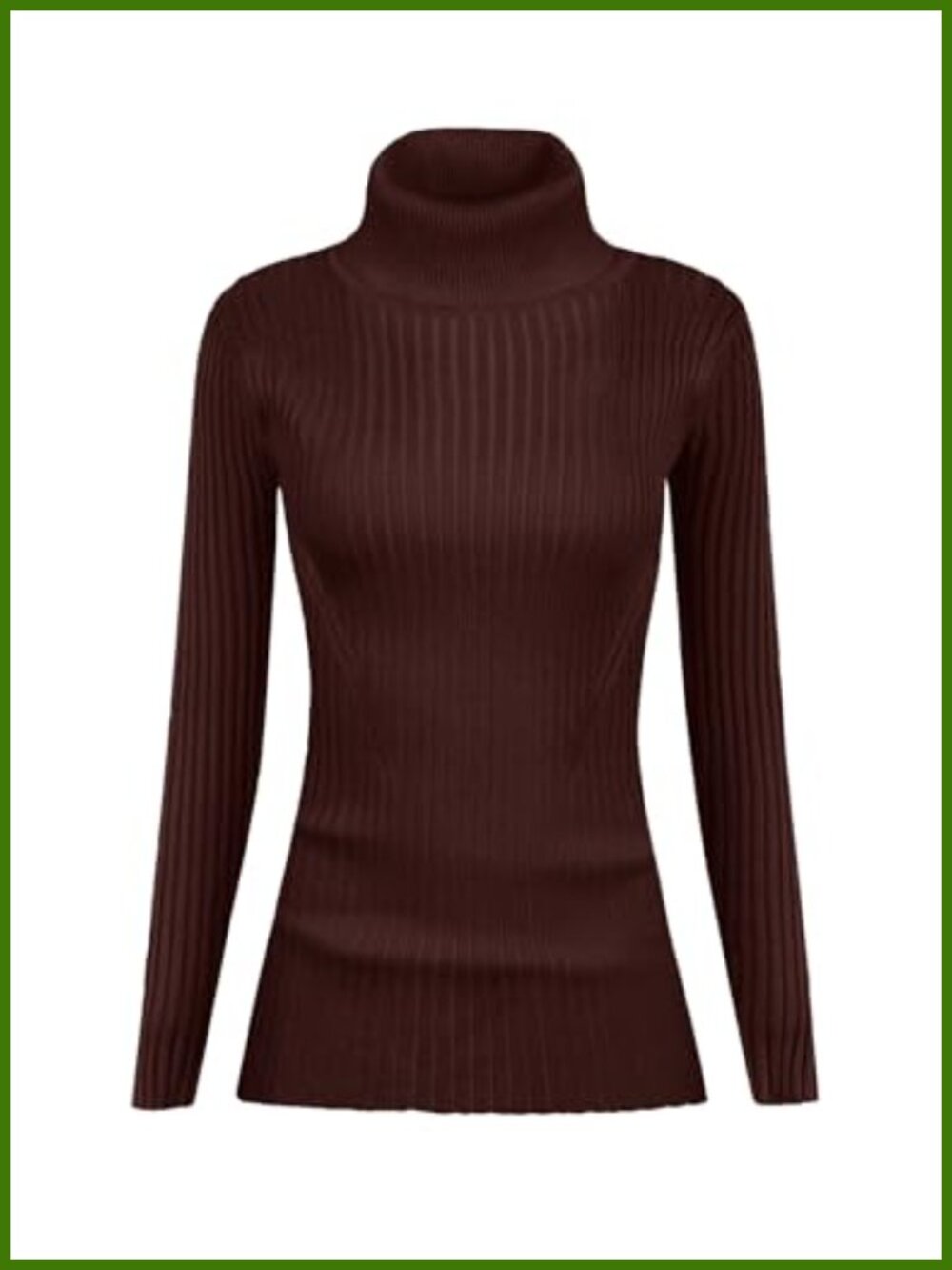 Ribbed Turtleneck Knit Pullover Sweater Slim Fit Viscose Women